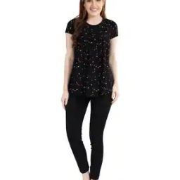 Micro Print Top with Pleated Front-image-39