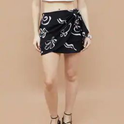 Women Printed Wrap Mini Skirt-image-24