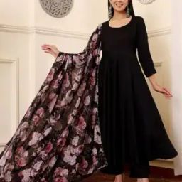 Women Flared Kurta Set with Dupatta -image-18