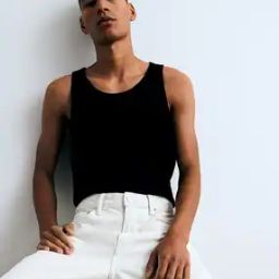 Men Slim Fit Ribbed Vest Top-image-4