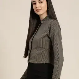 hancock Women Striped Slim Fit Cotton Shirt-picture-22