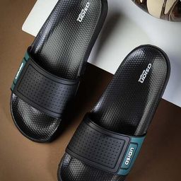 asian Men Typographic Print Round-Toe Slides image 1