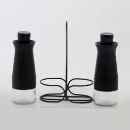 Set of 2 Glass Oil Bottles with Metal Stand-picture-28