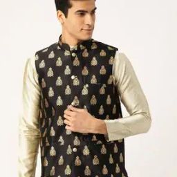 Printed Nehru jacket with Welt Pocket-image-108