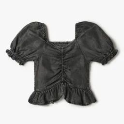 Girls Mid-Wash Regular Fit Ruched Top-image-24
