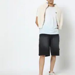 Men Mid-Wash Regular Fit Carpenter Shorts-37