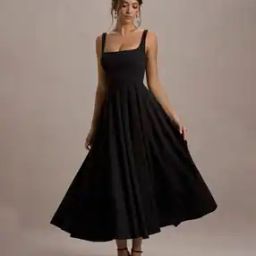 Women Fit And Flare Midi Dress-image-58