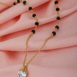 carlton london Gold Plated Inline Bead Dangling Solitaire Mangalsutra - FJN3703-picture-39