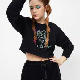 Micky Mouse Print Pullover Sweatshirt-25