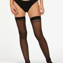 Women Knee-High Sheer Stockings with Lace Hem-image-13