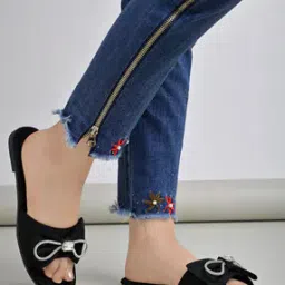 Girls Open-Toe Slip-On Flat Sandals with Bow Accent-picture-17