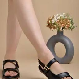 Girls Open-Toe Flat Sandals with Buckle Closure-image-2