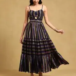 Striped Fit & Flare Dress-image-23