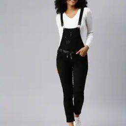 Solid Denim Dungaree-image-4