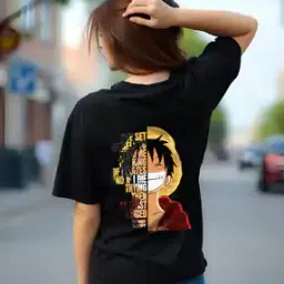 Women Anime Back Print Crew-Neck T-Shirt-picture-34