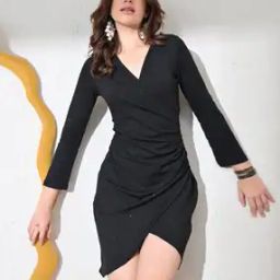 Women V-Neck Mini Bodycon Dress-image-50