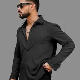 Men Regular Fit Shirt with Curved Hem-picture-47