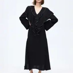 Women Flounce-Trimmed Viscose Dress-image-23