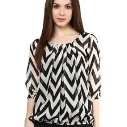 Chevron Print Round-Neck Top-picture-42