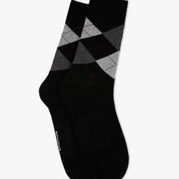 BRO9217_BK Geometric Patterned Knit Mid-Calf Length Socks-image-1