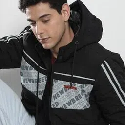 Typographic Print Slim Fit Hooded Jacket-image-0