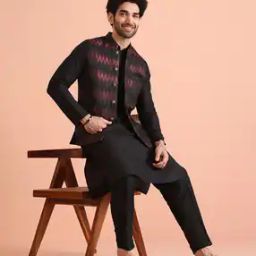 Men Woven Regular Fit Nehru jacket-11