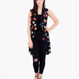Geometric Print Sleeveless Shrug-13