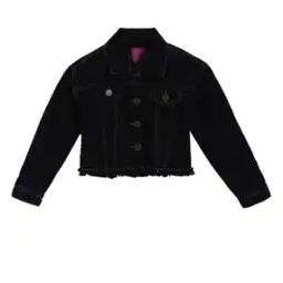 Trucker Jacket with Frayed Waist Hem-69