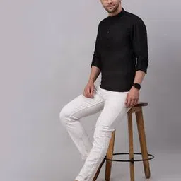 Cotton Short Kurta with Band Collar-image-28