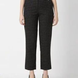 Women Checked Regular Fit Flat-Front Trousers-image-70