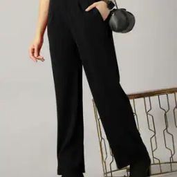 Women High-Rise Relaxed Fit Pleat-Front Trousers-picture-34