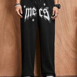 Men Printed Straight Track Pants with Drawstring Waist-image-38