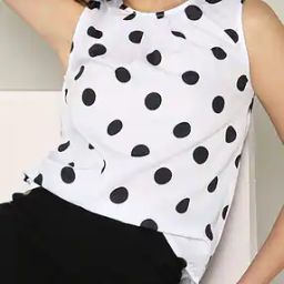 Shein Casual Pleated Feminine Polka-Dot Pattern Sleeveless Top-picture-10