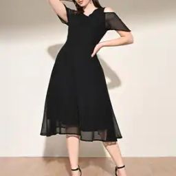Women V-Neck A-Line Dress-image-47