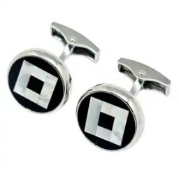 Men Brass  Modern Geometric Round Cufflinks-31