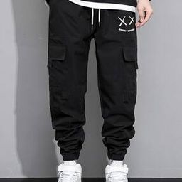 Men Relaxed Fit Cargo Joggers with Drawstring Waist-image-4