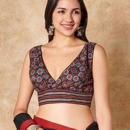 Women Ajrakh Print V-Neck Blouse-26