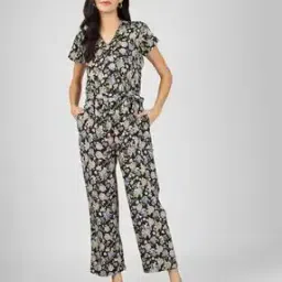 Floral Print Jumpsuit with Waist Tie-Up-picture-18