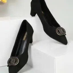 Women Heeled Pumps with Metal Accent-image-17