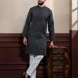Men Paisley Regular Fit Long Kurta with Mandarin Collar-image-40