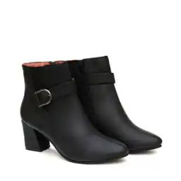 Pointed-Toe Ankle-Length Boots with Zip Closure-80