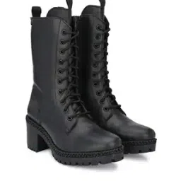 Textured Lace-Up Mid-Calf Length Boots-image-32