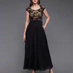 Women Lace A-Line Dress with Hexa-Neck-image-55