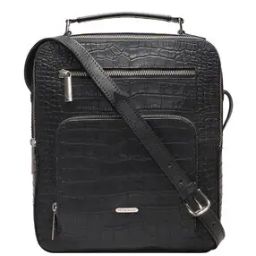 Men Croc Embossed Crossbody Bag with Detachable Strap-image-63