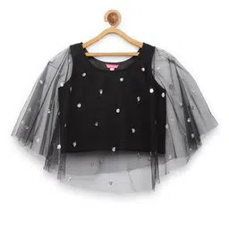 Girls Embroidered Crop Top with Round Neck-image-23