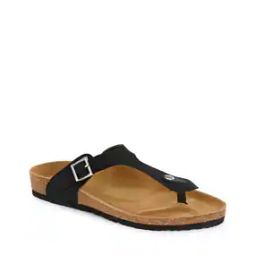 T-Strap Slip-On Sandals with Buckle Closure-17