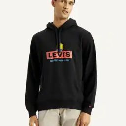 Men Brand Print Slim Fit Hoodie with Kangaroo Pocket-image-61