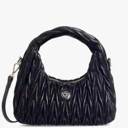 Quilted Hobo Bag with Metal Logo Accent-image-80