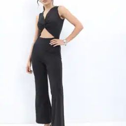 Draped Cut-Out Flared Jumpsuit-image-14