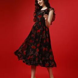Floral Print Fit & Flare Dress-image-19